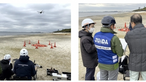 津波・高潮時に海水浴客へ避難指示をドローンで放送。双葉電子工業がスピーカー搭載「FMC-02」で千葉市の実証実験に協力